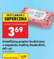 Nawilżany papier toaletowy o zapachu maliny Dada Kids