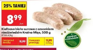 Kiełbasa biała surowa z czosnkiem niedźwiedzim Kraina Mięs