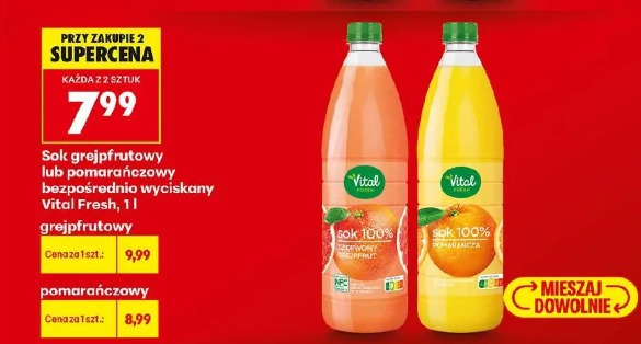 Vital Fresh sok grejpfrutowy lub pomarańczowy bezpośrednio wyciskany