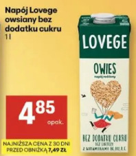 Lovege napój owsiany bez dodatku cukru