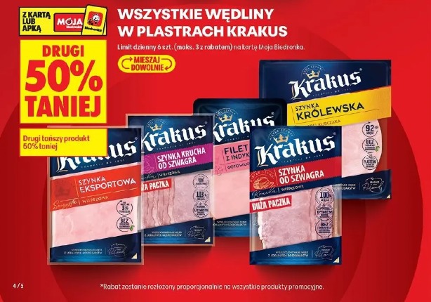 Wszystkie wędliny w plastrach Krakus