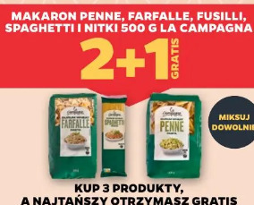 Makaron penne, farfalle, fusilli, spaghetti i nitki La Campagna