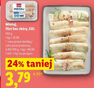 Mintaj, filet bez skóry, XXL