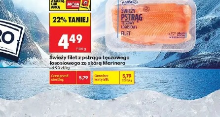 Świeży filet z pstrąga tęczowego łososiowego ze skórą Marinero