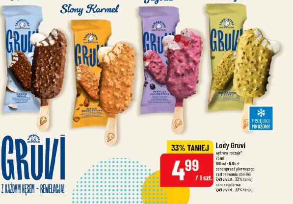 Lody Gruvi Sammontana kokos/słony karmel/jagoda/pistacja