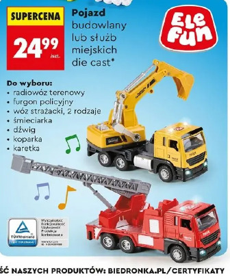 Pojazd budowlany lub służb miejskich die cast ELEFUN
