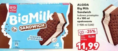 Algida Big Milk Sandwich lodowa przekąska