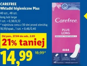 Carefree Wkładki higieniczne Plus