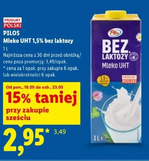 Pilos Mleko UHT 1,5% bez laktozy