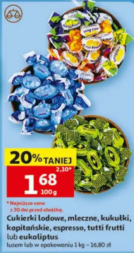 Cukierki lodowe, mleczne, kukutki, kapitańskie, espresso, tutti frutti lub eukaliptus