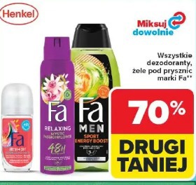 Dezodoranty, żele pod prysznic marki FA