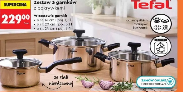Zestaw 3 garnków z pokrywkami Tefal