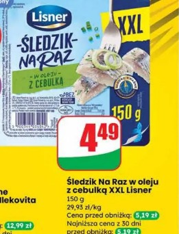 Śledzik Na Raz w oleju z cebulką XXL Lisner