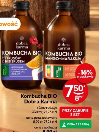Kombucha BIO Dobra Karma cytrusów z hibiskusem lub mango-marakuja