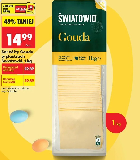 Ser żółty Gouda w plastrach Światowid