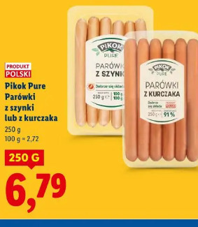 Pikok Pure Parówki z szynki lub z kurczaka