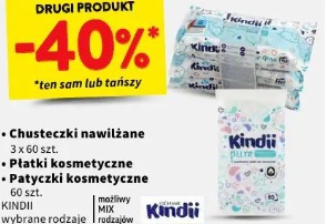 Chusteczki nawilżane, płatki kosmetyczne, patyczki kosmetyczne Kindii