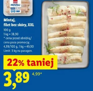 Mintaj, filet bez skóry, XXL
