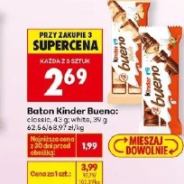 Baton Kinder Bueno: classic, 43 g; white, 39 g