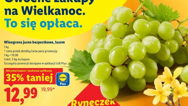 Winogrona jasne bezpestkowe