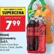 Napój gazowany, 2x2 l Coca-Cola Zero Cukru, Fanta, Sprite