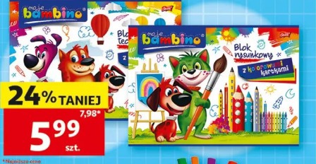 Moje Bambino Blok rysunkowy z kolorowymi kartkami A4