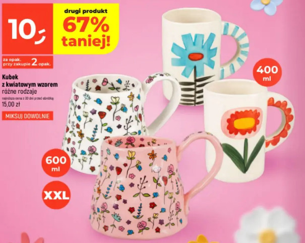 Kubek z kwiatowym wzorem
