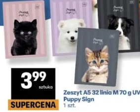 Zeszyt A5 32 linia M 70 g UV Puppy Sign