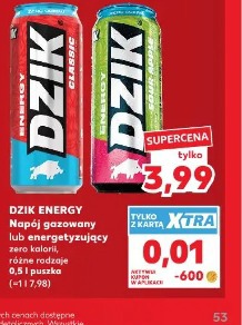 Dzik Energy Napój gazowany lub energetyzujący zero kalorii