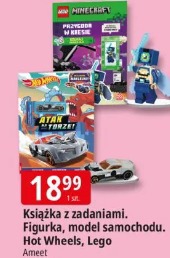 Książka z zadaniami. Figurka, model samochodu. Hot Wheels, Lego Ameet