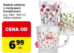 Kubek szklany z motywem kwiatowym