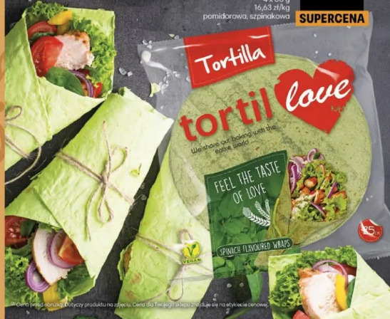 Tortilla Tortil Love Soft pomidorowa, szpinakowa