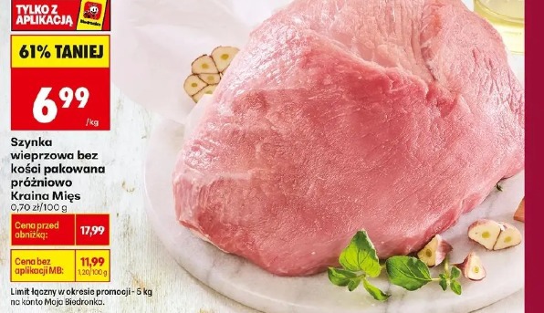 Szynka wieprzowa bez kości pakowana próżniowo Kraina Mięs