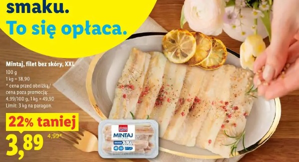 Mintaj, filet bez skóry, XXL