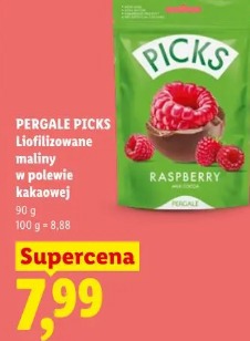 Pergale Picks liofilizowane maliny w polewie kakaowej