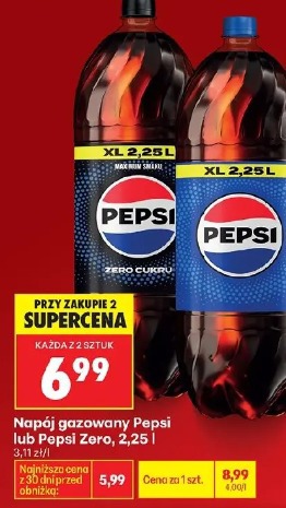 Napój gazowany Pepsi lub Pepsi Zero