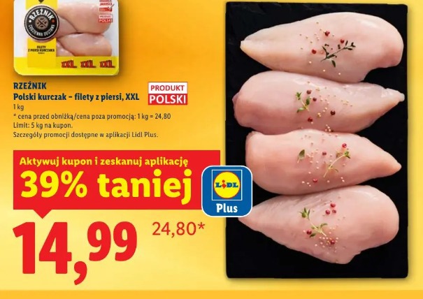 Rzeźnik Polski kurczak – filety z piersi, XXL