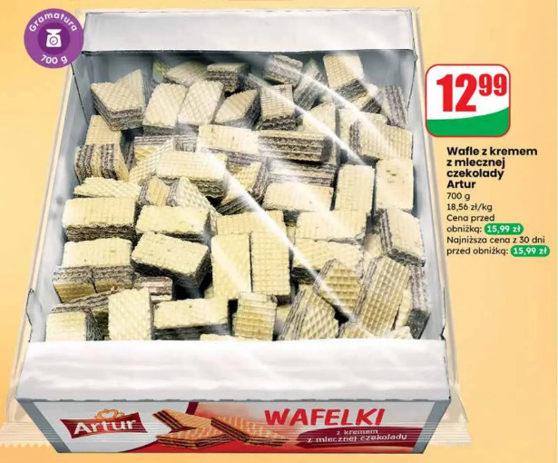 Artur wafle z kremem z mlecznej czekolady