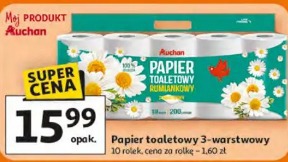 Papier toaletowy 3-warstwowy Auchan
