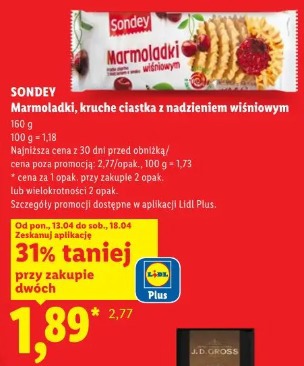 Sondey Marmoladki, kruche ciastka z nadzieniem wiśniowym