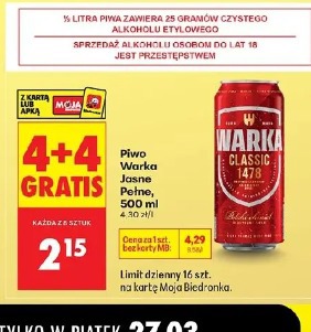 Piwo Warka Jasne Pełne