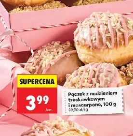 Pączek z nadzieniem truskawkowym i mascarpone