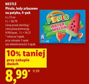Nestlé Pirulo, lody arbuzowe na patyku, 4-pak