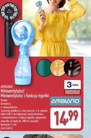 Ambiano Miniwentylator/Miniwentylator z funkcją mgiełki
