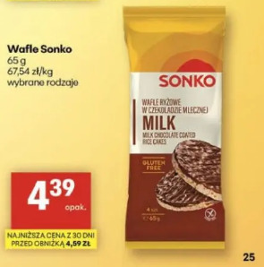 Wafle Sonko milk chocolate coated rice cakes