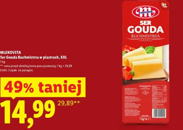 Mlekovita Ser Gouda Kuchmistrza w plastrach XXL