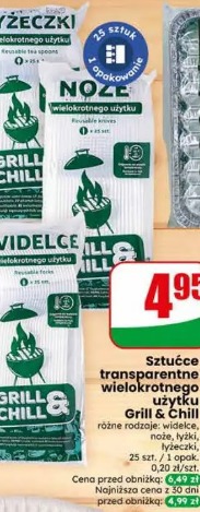 Sztućce transparentne wielokrotnego użytku Grill & Chill