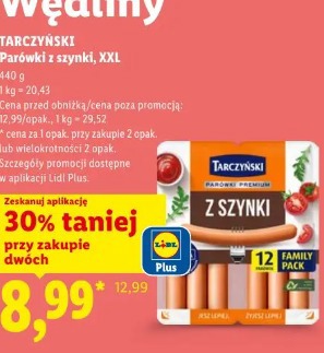 Tarczyński Parówki z szynki, XXL