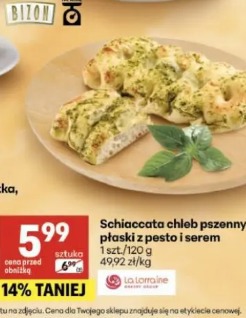 Schiaccata chleb pszenny płaski z pesto i serem La Lorraine