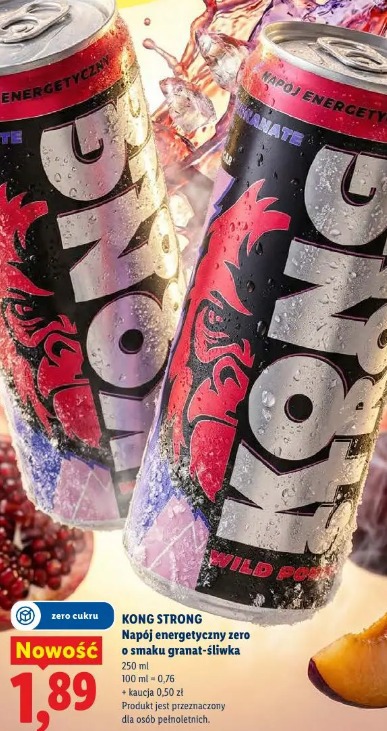 Kong Strong Napój energetyczny zero o smaku granat-śliwka